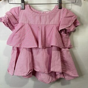 Cat & Jack Pink & White Striped Girls Blouse Size 2T